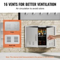 Double Outdoor Kitchen Door 30 In. W X 21 In. H BBQ Access Door Stainless Steel Flush Mount Door Wall Vertical Door -Patio Furniture Shop vevor outdoor kitchen doors smmbscjmys30npmwov0 1f 1000