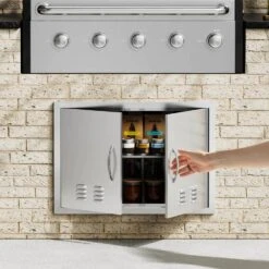 Double Outdoor Kitchen Door 30 In. W X 21 In. H BBQ Access Door Stainless Steel Flush Mount Door Wall Vertical Door -Patio Furniture Shop vevor outdoor kitchen doors smmbscjmys30npmwov0 31 1000