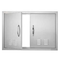 Double Outdoor Kitchen Door 30 In. W X 21 In. H BBQ Access Door Stainless Steel Flush Mount Door Wall Vertical Door