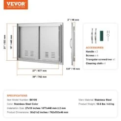 Double Outdoor Kitchen Door 30 In. W X 21 In. H BBQ Access Door Stainless Steel Flush Mount Door Wall Vertical Door -Patio Furniture Shop vevor outdoor kitchen doors smmbscjmys30npmwov0 76 1000