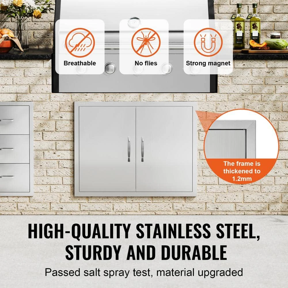 Double Outdoor Kitchen Door 31 In. W X 24 In. H BBQ Access Door Stainless Steel Flush Mount Door Wall Vertical Door 5 Double Outdoor Kitchen Door 31 In. W X 24 In. H BBQ Access Door Stainless Steel Flush Mount Door Wall Vertical Door - Image 3