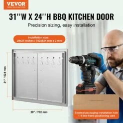 Double Outdoor Kitchen Door 31 In. W X 24 In. H BBQ Access Door Stainless Steel Flush Mount Door Wall Vertical Door 11 Double Outdoor Kitchen Door 31 In. W X 24 In. H BBQ Access Door Stainless Steel Flush Mount Door Wall Vertical Door -Patio Furniture Shop vevor outdoor kitchen doors smmbscjmys31ipp30v0 c3 1000