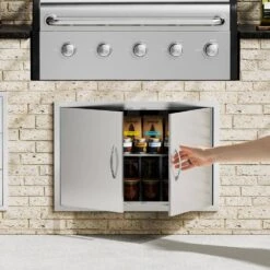 33 In. W X 22 In. H Double Outdoor Kitchen Door BBQ Access Door Stainless Steel Flush Mount Door Wall Vertical Door -Patio Furniture Shop vevor outdoor kitchen doors smmbscjmys33qvdxtv0 31 1000