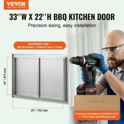 33 In. W X 22 In. H Double Outdoor Kitchen Door BBQ Access Door Stainless Steel Flush Mount Door Wall Vertical Door -Patio Furniture Shop vevor outdoor kitchen doors smmbscjmys33qvdxtv0 c3 1000