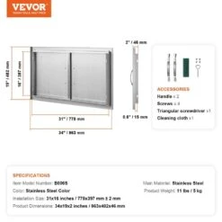 34 In. W X 19 In. H Double Outdoor Kitchen Door BBQ Access Door Stainless Steel Flush Mount Door Wall Vertical Door 16 34 In. W X 19 In. H Double Outdoor Kitchen Door BBQ Access Door Stainless Steel Flush Mount Door Wall Vertical Door -Patio Furniture Shop vevor outdoor kitchen doors smmbscjmys34xoa2hv0 76 1000
