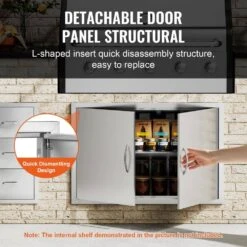 Double Outdoor Kitchen Door 35 In. W X 24 In. H BBQ Access Door Stainless Steel Flush Mount Door Wall Vertical Door 13 Double Outdoor Kitchen Door 35 In. W X 24 In. H BBQ Access Door Stainless Steel Flush Mount Door Wall Vertical Door -Patio Furniture Shop vevor outdoor kitchen doors smmbscjmys35kpsp8v0 1f 1000