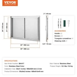 Double Outdoor Kitchen Door 35 In. W X 24 In. H BBQ Access Door Stainless Steel Flush Mount Door Wall Vertical Door 16 Double Outdoor Kitchen Door 35 In. W X 24 In. H BBQ Access Door Stainless Steel Flush Mount Door Wall Vertical Door -Patio Furniture Shop vevor outdoor kitchen doors smmbscjmys35kpsp8v0 76 1000