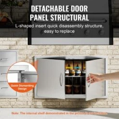 Double Outdoor Kitchen Door 36 In. W X 21 In. H BBQ Access Door Stainless Steel Flush Mount Door Wall Vertical Door -Patio Furniture Shop vevor outdoor kitchen doors smmbscjmys36gachdv0 1f 1000