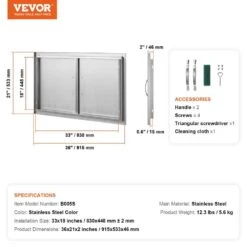 Double Outdoor Kitchen Door 36 In. W X 21 In. H BBQ Access Door Stainless Steel Flush Mount Door Wall Vertical Door -Patio Furniture Shop vevor outdoor kitchen doors smmbscjmys36gachdv0 76 1000