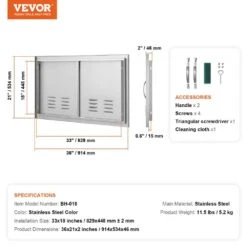 Double Outdoor Kitchen Door 36 In. W X 21 In. H BBQ Access Door Stainless Steel Flush Mount Door With Handles And Vents 16 Double Outdoor Kitchen Door 36 In. W X 21 In. H BBQ Access Door Stainless Steel Flush Mount Door With Handles And Vents -Patio Furniture Shop vevor outdoor kitchen doors smmbscjmys36i3iiav0 76 1000