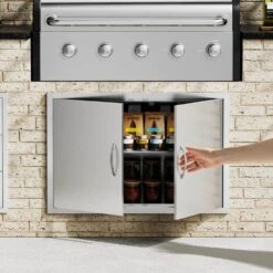 36 In. W X 24 In. H Double Outdoor Kitchen Door BBQ Access Door Stainless Steel Flush Mount Door Wall Vertical Door -Patio Furniture Shop vevor outdoor kitchen doors smmbscjmys36wmlacv0 31 1000