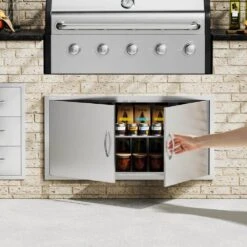 Double Outdoor Kitchen Door 42 In. W X 21 In. H BBQ Access Door Stainless Steel Flush Mount Door Wall Vertical Door -Patio Furniture Shop vevor outdoor kitchen doors smmbscjmys427rzkfv0 31 1000