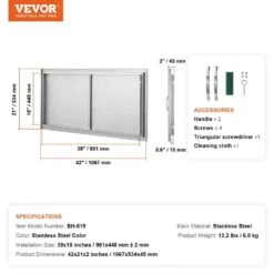 Double Outdoor Kitchen Door 42 In. W X 21 In. H BBQ Access Door Stainless Steel Flush Mount Door Wall Vertical Door -Patio Furniture Shop vevor outdoor kitchen doors smmbscjmys427rzkfv0 76 1000