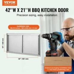 Double Outdoor Kitchen Door 42 In. W X 21 In. H BBQ Access Door Stainless Steel Flush Mount Door Wall Vertical Door -Patio Furniture Shop vevor outdoor kitchen doors smmbscjmys427rzkfv0 c3 1000