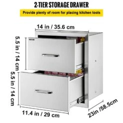 Outdoor Kitchen Drawers 14 In. W X 14.3 In. H X 23 In. D Flush Mount Double BBQ Drawers With Handle BBQ Island Drawers -Patio Furniture Shop vevor outdoor kitchen drawers 14 38x14yc2cbxgctv0 1f 1000