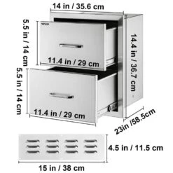 Outdoor Kitchen Drawers 14 In. W X 14.3 In. H X 23 In. D Flush Mount Double BBQ Drawers With Handle BBQ Island Drawers -Patio Furniture Shop vevor outdoor kitchen drawers 14 38x14yc2cbxgctv0 76 1000