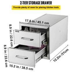 17.7 In. W X 20.5 In. H X 12.5 In. D Outdoor Kitchen Drawers Stainless Steel Flush Mount Double BBQ Access Drawers -Patio Furniture Shop vevor outdoor kitchen drawers 18x15yc2cbxgctg01v0 1f 1000