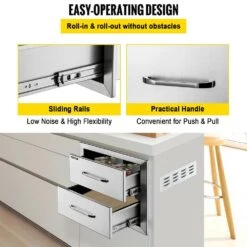 17.7 In. W X 20.5 In. H X 12.5 In. D Outdoor Kitchen Drawers Stainless Steel Flush Mount Double BBQ Access Drawers -Patio Furniture Shop vevor outdoor kitchen drawers 18x15yc2cbxgctg01v0 44 1000