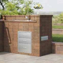 18 In. W X 23.2 In. H X 23.1 In. D Outdoor Kitchen Stainless Steel Triple BBQ Access Drawers With Chrome Handle -Patio Furniture Shop vevor outdoor kitchen drawers 18x23yc3cbxgctg01v0 31 1000