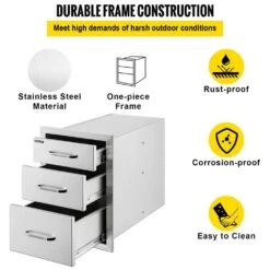 14 In. W X 20.3 In. H X 23 In. D Outdoor Kitchen Drawers Flush Mount Triple Drawers Stainless Steel Access Drawer -Patio Furniture Shop vevor outdoor kitchen drawers 20 25x14yc3cbxgctv0 4f 1000