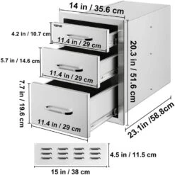 14 In. W X 20.3 In. H X 23 In. D Outdoor Kitchen Drawers Flush Mount Triple Drawers Stainless Steel Access Drawer -Patio Furniture Shop vevor outdoor kitchen drawers 20 25x14yc3cbxgctv0 76 1000