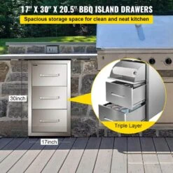 Outdoor Kitchen Drawers 17 In. W X 30 In. H X 21 In. D Mount Triple BBQ Drawers With Handle BBQ Island Drawers 13 Outdoor Kitchen Drawers 17 In. W X 30 In. H X 21 In. D Mount Triple BBQ Drawers With Handle BBQ Island Drawers -Patio Furniture Shop vevor outdoor kitchen drawers 30x17yc3cbxgctg01v0 4f 1000