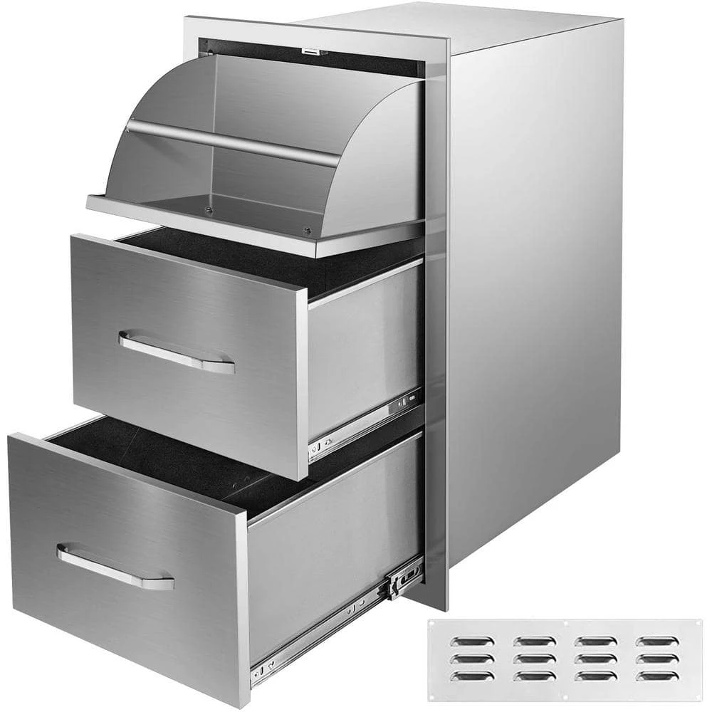 Outdoor Kitchen Drawers 17 In. W X 30 In. H X 21 In. D Mount Triple BBQ Drawers With Handle BBQ Island Drawers 3 Outdoor Kitchen Drawers 17 In. W X 30 In. H X 21 In. D Mount Triple BBQ Drawers With Handle BBQ Island Drawers