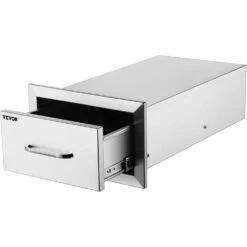 Outdoor Kitchen Drawers 14 In. W X 8.5 In. H X 23 In. D Stainless Steel Flush Mount Double Access Drawers With Handle