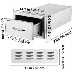 Outdoor Kitchen Drawers 14 In. W X 8.5 In. H X 23 In. D Stainless Steel Flush Mount Double Access Drawers With Handle -Patio Furniture Shop vevor outdoor kitchen drawers 8 5x14yc1cbxgctg1v0 76 1000