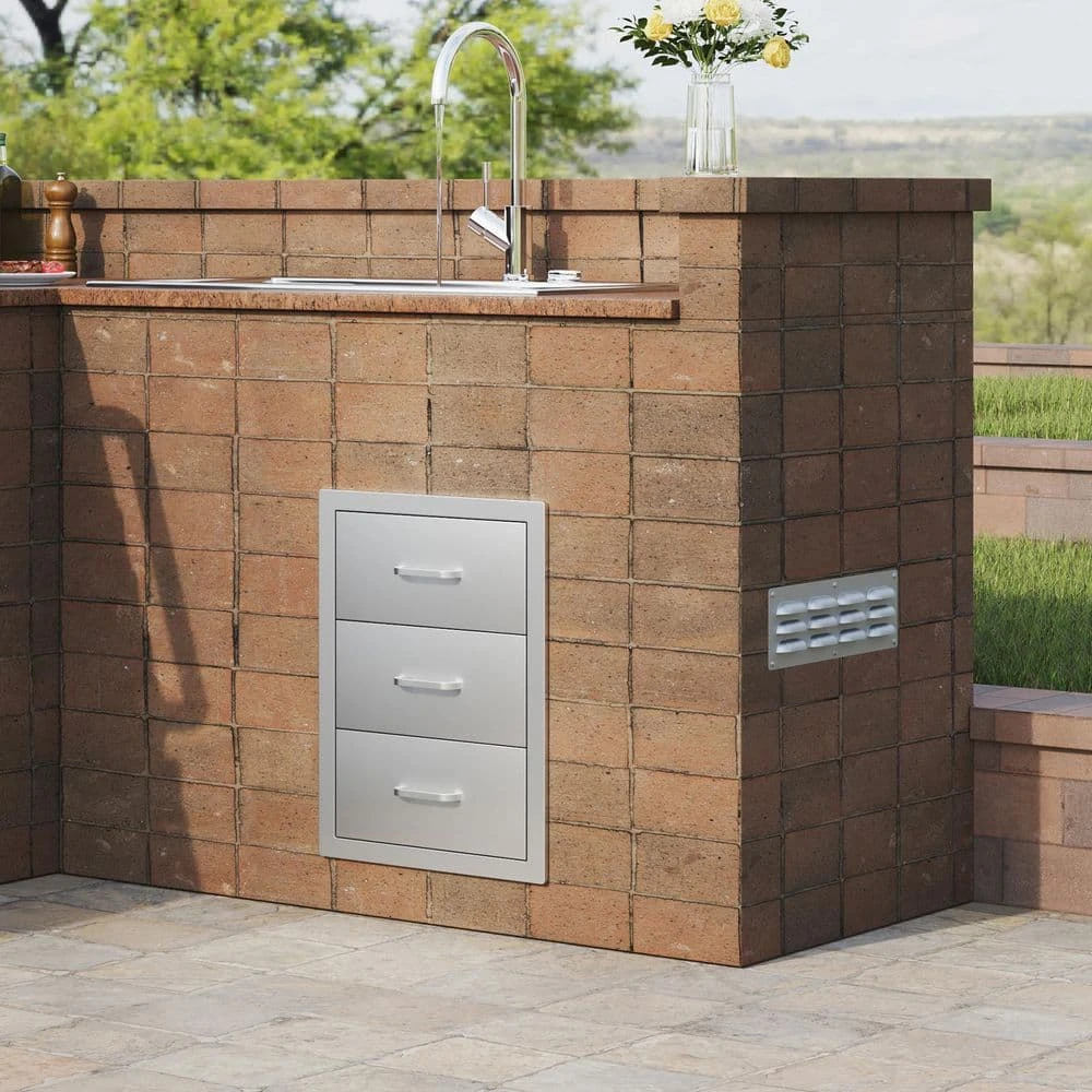 Outdoor Kitchen Drawers 16 In. W X 21.5 In. H X 18 In. D Stainless Steel BBQ Island Access Drawers With Handle 10 Outdoor Kitchen Drawers 16 In. W X 21.5 In. H X 18 In. D Stainless Steel BBQ Island Access Drawers With Handle - Image 8