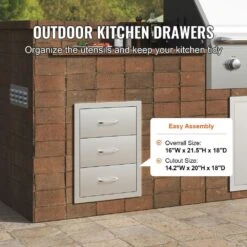 Outdoor Kitchen Drawers 16 In. W X 21.5 In. H X 18 In. D Stainless Steel BBQ Island Access Drawers With Handle 12 Outdoor Kitchen Drawers 16 In. W X 21.5 In. H X 18 In. D Stainless Steel BBQ Island Access Drawers With Handle -Patio Furniture Shop vevor outdoor kitchen drawers ctg16x22 3x180001v0 c3 1000