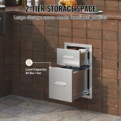 13 In. W X 20.4 In. H X 20.8 In. D Outdoor Kitchen Drawers Stainless Steel Flush Mount Double BBQ Access Drawers -Patio Furniture Shop vevor outdoor kitchen drawers ctg20 5x13x210001v0 4f 1000