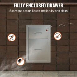 13 In. W X 20.4 In. H X 20.8 In. D Outdoor Kitchen Drawers Stainless Steel Flush Mount Double BBQ Access Drawers -Patio Furniture Shop vevor outdoor kitchen drawers ctg20 5x13x210001v0 fa 1000