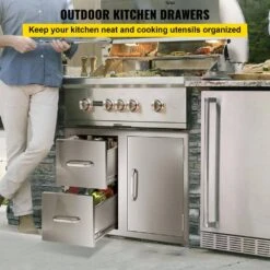 Outdoor Kitchen Door Drawer Combo 32.5 In. W X 21.6 In. H X 20.5 In. D BBQ Island Drawers With Handles Access Door -Patio Furniture Shop vevor outdoor kitchen drawers ctg20 5x22x330001v0 c3 1000