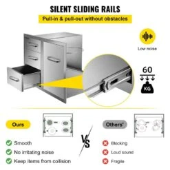 Outdoor Kitchen Door Drawer Combo 29.5 In. W X 22.6 In. H X 21.7 In. D Access Drawers With Adjustable Garbage Ring -Patio Furniture Shop vevor outdoor kitchen drawers ctg22 5x30x230001v0 44 1000