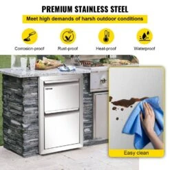 Outdoor Kitchen Drawers 13 In. W X 20.5 In. H X 21 In. D BBQ Island Drawers Flush Mount Double BBQ Access Drawers -Patio Furniture Shop vevor outdoor kitchen drawers ctg22x15x20000001v0 1f 1000