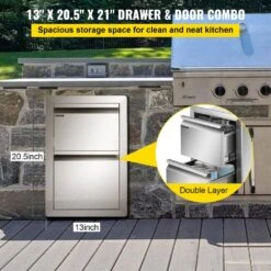 Outdoor Kitchen Drawers 13 In. W X 20.5 In. H X 21 In. D BBQ Island Drawers Flush Mount Double BBQ Access Drawers -Patio Furniture Shop vevor outdoor kitchen drawers ctg22x15x20000001v0 4f 1000