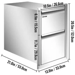 Outdoor Kitchen Drawers 13 In. W X 20.5 In. H X 21 In. D BBQ Island Drawers Flush Mount Double BBQ Access Drawers -Patio Furniture Shop vevor outdoor kitchen drawers ctg22x15x20000001v0 76 1000