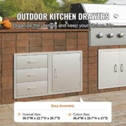 38.1 In. W X 22.6 In. H X 20.8 In. D Outdoor Kitchen Drawers Stainless Steel BBQ Access Drawers With Handle -Patio Furniture Shop vevor outdoor kitchen drawers ctg23x38 9x21 101v0 c3 1000