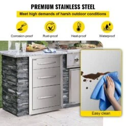 Outdoor Kitchen Drawers 15 In. W X 21 In. H X 22.5 In. D Flush Mount Access BBQ Drawers With Handle BBQ Island Drawers -Patio Furniture Shop vevor outdoor kitchen drawers ctg24 6x23x170001v0 1f 1000