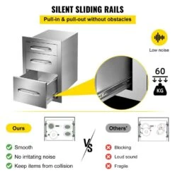 Outdoor Kitchen Drawers 15 In. W X 21 In. H X 22.5 In. D Flush Mount Access BBQ Drawers With Handle BBQ Island Drawers -Patio Furniture Shop vevor outdoor kitchen drawers ctg24 6x23x170001v0 44 1000