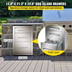 Outdoor Kitchen Drawers 15 In. W X 21 In. H X 22.5 In. D Flush Mount Access BBQ Drawers With Handle BBQ Island Drawers -Patio Furniture Shop vevor outdoor kitchen drawers ctg24 6x23x170001v0 4f 1000