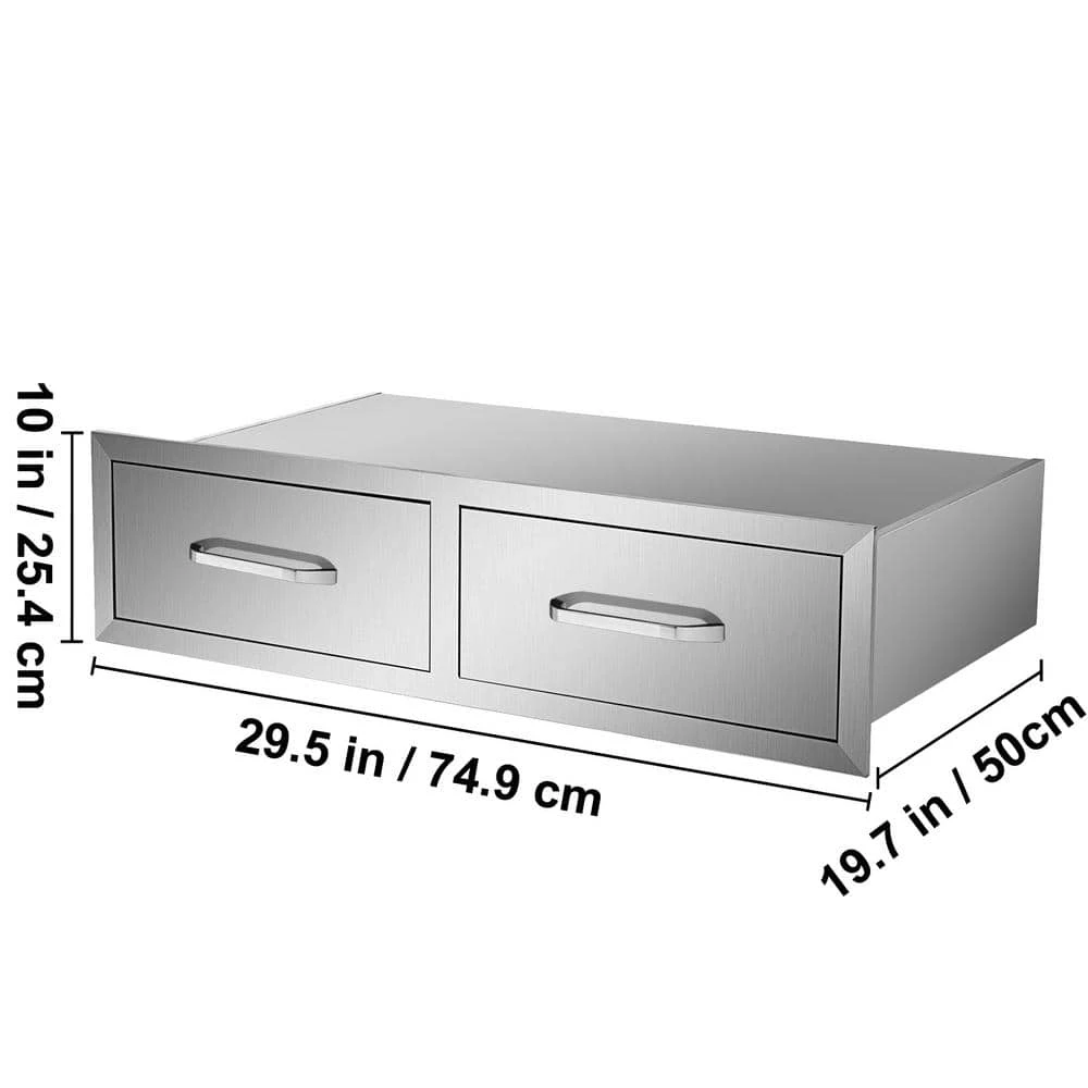Outdoor Kitchen Drawers 30 In. W X 10 In. H X 20 In. D Double BBQ Access Drawers With Handle BBQ Island Drawers 4 Outdoor Kitchen Drawers 30 In. W X 10 In. H X 20 In. D Double BBQ Access Drawers With Handle BBQ Island Drawers - Image 2