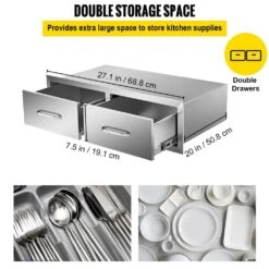 Outdoor Kitchen Drawers 30 In. W X 10 In. H X 20 In. D Double BBQ Access Drawers With Handle BBQ Island Drawers 13 Outdoor Kitchen Drawers 30 In. W X 10 In. H X 20 In. D Double BBQ Access Drawers With Handle BBQ Island Drawers -Patio Furniture Shop vevor outdoor kitchen drawers ctg30x10x20000001v0 4f 1000
