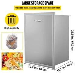 19.7 In. W X 26.5 In. H Outdoor Kitchen Drawers Stainless Steel With Trash Bag Ring Pull Out Access Drawer -Patio Furniture Shop vevor outdoor kitchen drawers ctgljctgdth000001v0 4f 1000