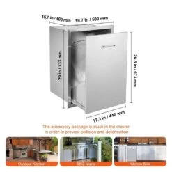 19.7 In. W X 26.5 In. H Outdoor Kitchen Drawers Stainless Steel With Trash Bag Ring Pull Out Access Drawer -Patio Furniture Shop vevor outdoor kitchen drawers ctgljctgdth000001v0 76 1000