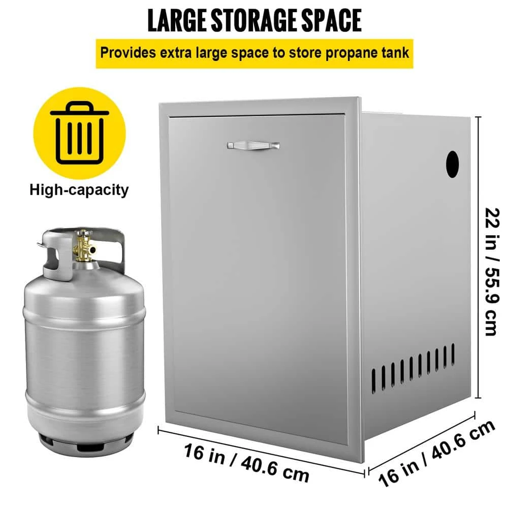16 In. W X 22 In. H X 16 In. D Outdoor Kitchen Propane Tank Drawer Stainless Steel Propane Tank Drawer With Handle 5 16 In. W X 22 In. H X 16 In. D Outdoor Kitchen Propane Tank Drawer Stainless Steel Propane Tank Drawer With Handle - Image 3