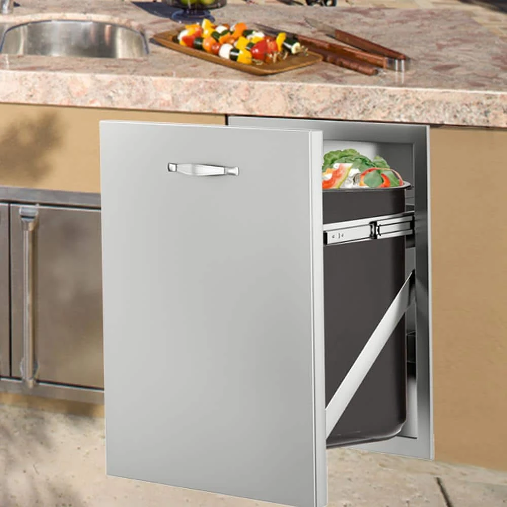 17.7 In. X 22.8 In. Outdoor Kitchen Drawers Stainless Steel Trash Drawer With Handle For Outdoor Kitchen BBQ Island 10 17.7 In. X 22.8 In. Outdoor Kitchen Drawers Stainless Steel Trash Drawer With Handle For Outdoor Kitchen BBQ Island - Image 8