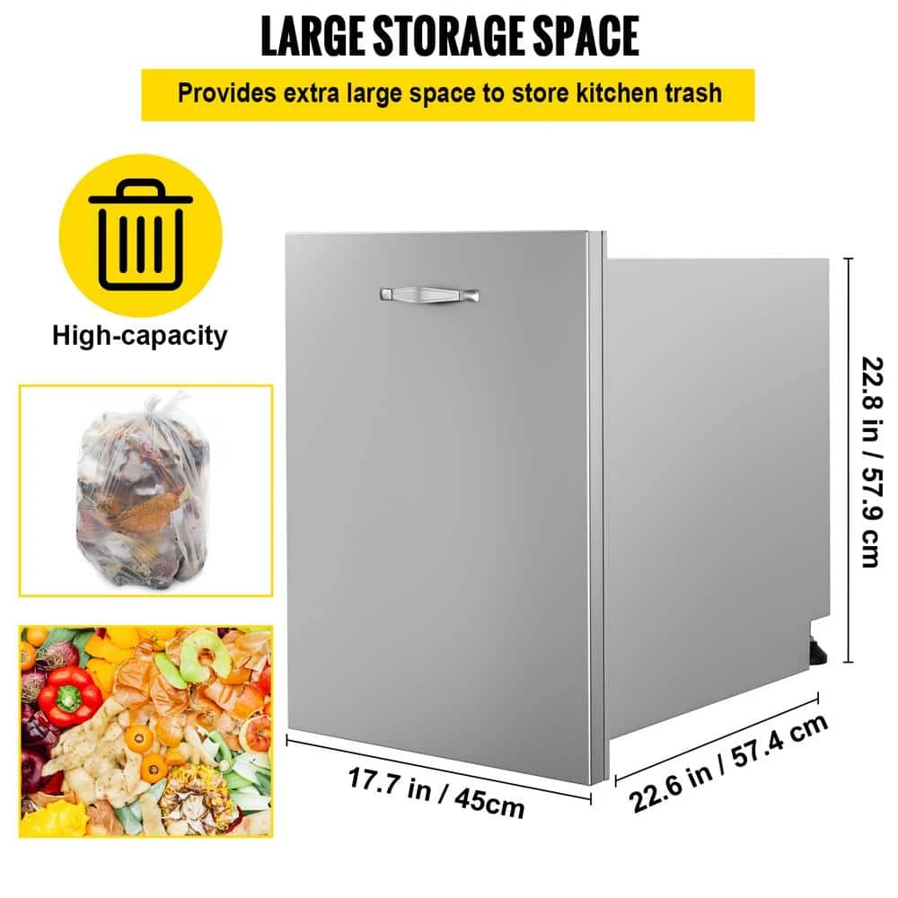 17.7 In. X 22.8 In. Outdoor Kitchen Drawers Stainless Steel Trash Drawer With Handle For Outdoor Kitchen BBQ Island 5 17.7 In. X 22.8 In. Outdoor Kitchen Drawers Stainless Steel Trash Drawer With Handle For Outdoor Kitchen BBQ Island - Image 3