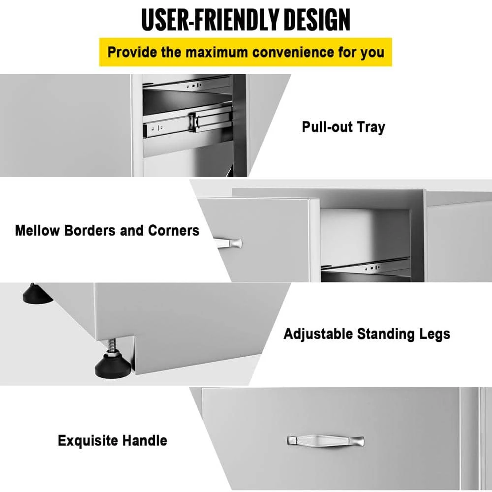 17.7 In. X 22.8 In. Outdoor Kitchen Drawers Stainless Steel Trash Drawer With Handle For Outdoor Kitchen BBQ Island 8 17.7 In. X 22.8 In. Outdoor Kitchen Drawers Stainless Steel Trash Drawer With Handle For Outdoor Kitchen BBQ Island - Image 6